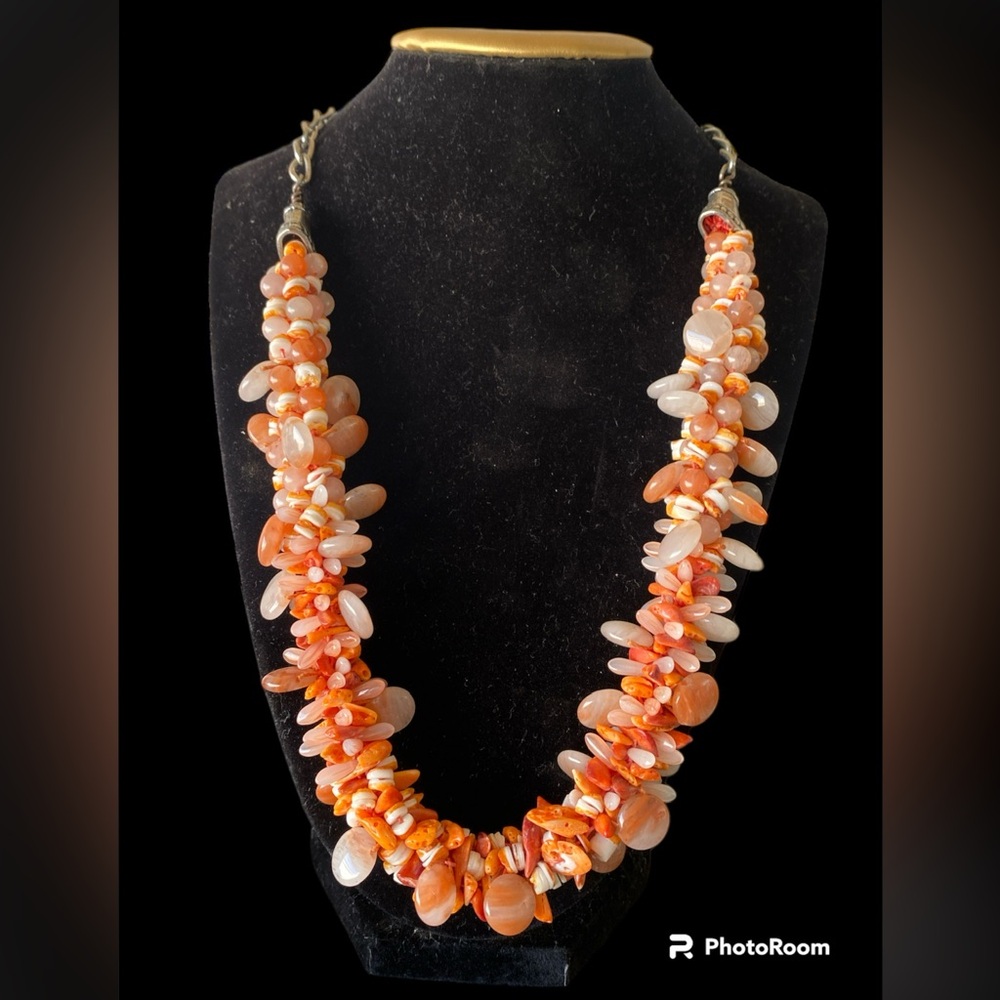 Coral Colored authentic shell necklace